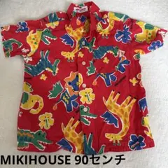 miki HOUSE アニマル柄 半袖シャツ レッド Lサイズ 90サイズ