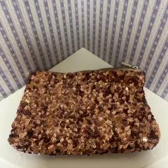 snidel 未使用 リバーシブル スパンコール ポーチ パープル＆ブロンズのサムネイル