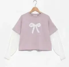 メゾピアノ ジュニア半袖長袖2wayTシャツ140ピンク130レース袖バレエコア