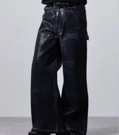 CLEL　特殊加工ダブルニーデニムパンツ ダークブラック