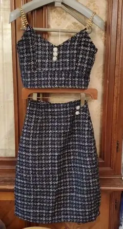 ツイード クロップトップ スカート セットアップ