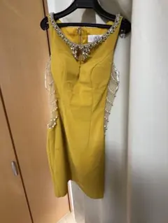 ANGEL ARイエロービーズ装飾タイトドレス