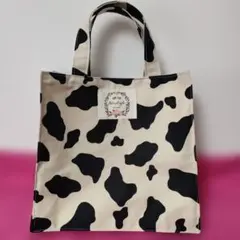 牛柄ミニトート　ベージュ