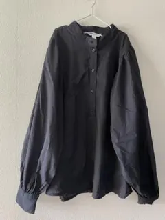 新品　H&M コットン　インド綿　バルーンスリーブ　バンドカラーシャツ　長袖　L