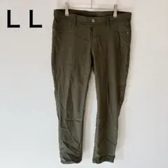 一点限り✨　スキニー　パンツ　【ＬＬ】　オリーブグリーン ボトムス　レディース