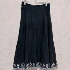 ラピス フレアスカート 裾花柄 花柄 【XS】 黒 アクリル デート