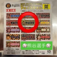 甲子園限定‼️阪神タイガースとらほーシークレットフェイスタオル　熊谷選手