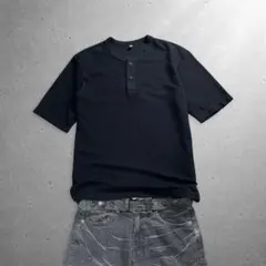 y2k thermal henley tee black uniqlo cboyのサムネイル