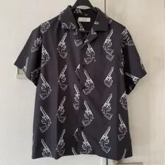 シャツ 柄シャツ 黒 半袖シャツ 韓国