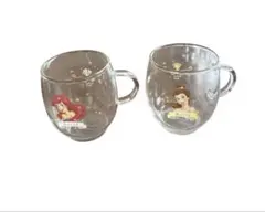 アリエルとベルのガラス製マグカップ2個セット
