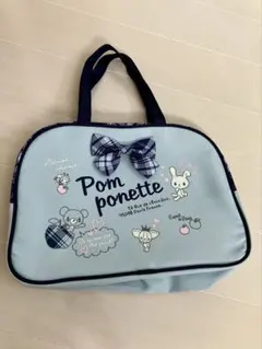 pom ponette ハンドバッグ ボストン型 チェックリボン