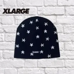 y2k 人気　星柄　X-LARGE エクストララージ　ネイビー ニット帽
