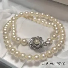 【テリ◎】あこや ネックレス 本真珠 約5.9〜6.4mm silver刻印