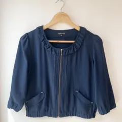 MISCH MASCH 7分丈　ノーカラージャケット　紺色　フリーサイズ