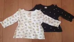 petit main 花柄・ハート柄長袖トップス 80 2点セット