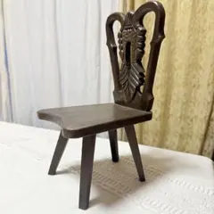 アンティーク 猫型木製椅子 三脚イス 折り畳みチェア ハンドメイド 