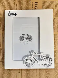 立体自転車モチーフ フォトフレーム ホワイト インテリア 写真立て