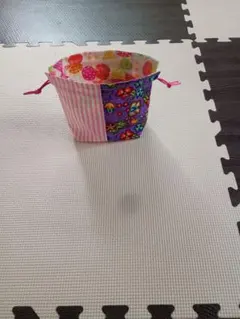 ハンドメイド カラフル巾着袋 花柄 ストライプ