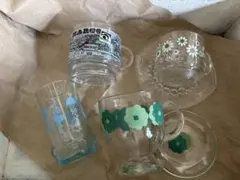 ガラス製コップ4点セット　　昭和レトロ　　レトロ　ヴィンテージグラス