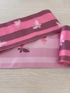 【新品未使用】浴衣用帯/半幅帯/半巾帯/リバーシブル/ピンク/蝶