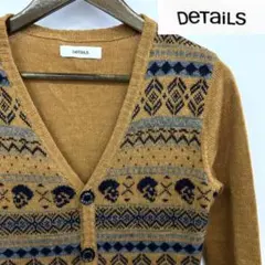 DeTaiLS Vネック ニットカーディガン ノルディック柄スカル ディテールズ