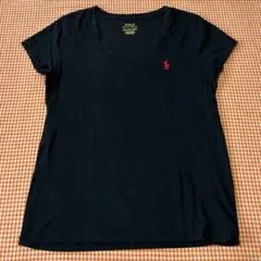 POLO ラルフローレン Vネック半袖Tシャツ XS ブラック