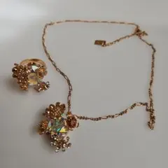 ☆Yoshiko Creation☆ラインストーンネックレス&リング☆美品☆のサムネイル