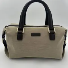 GUCCI キャンバス ハンドバッグ トートバッグ　レザー　ブラウン