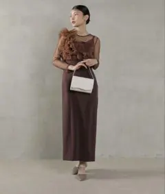 パール フリル ビスチェ ワンピ 2点セット パーティー ドレス 結婚式お呼ばれ