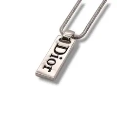 未使用品 Dior ディオール ネックレス ロゴ プレート ヴィンテージ