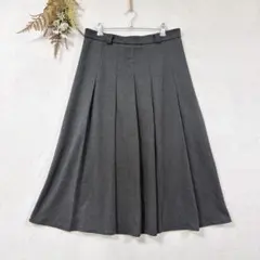 2XL◎ プリーツフレアスカート ミモレ丈 ウール調 大きいサイズ シンプルのサムネイル
