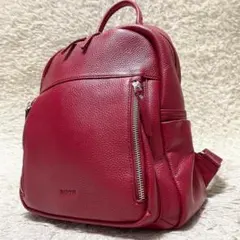 【良品】BARCOS バルコス　リュック　レザー　赤　レッド　ロゴ　型押し