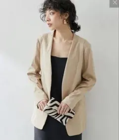極美品✨2025✨Conte シアーノーカラージャケット リネン 辺見えみり 極美品✨2025✨Conte シアーノーカラージャケット リネン 辺見えみり