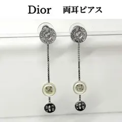 【極美品】Dior ディオール CDロゴ 両耳ピアス ボタンモチーフ シルバー