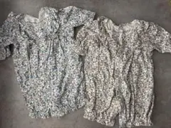 オーガニックコットン 花柄ロンパース 2点セット50〜60㎝