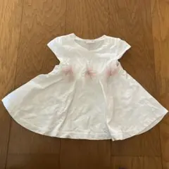 【美品！】petit main ホワイト フラワー装飾 チュニック