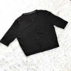 美品　BURBERRY LONDON 半袖 カーディガン ブラック サイズ2のサムネイル