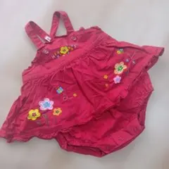 mikihouse　赤い花柄刺繍ロンパース