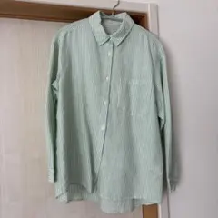 シューラルー　ストライプシャツ　M グリーン　緑