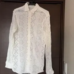 ZARA レース切り替え長袖シャツ ホワイト S - メルカリ