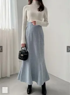 ラメチェックツイードマーメイドスカート[dk1080]