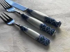 有田焼　華山萬右衛門　YAMATO 青海波紋様カトラリー（3点セット）