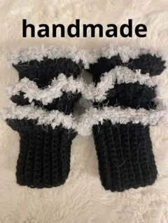 【現品限り＊即購入可！】フリル付アームウォーマー＊編み物＊ハンドメイド