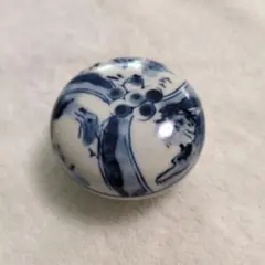 茶道具 丸型染付香合 洞華