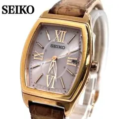 稼働 SEIKO ルキア レディース腕時計 ソーラー電波 デイト トノー型 QZ