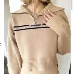 EMODA チューズラインロゴニット ハーフジップ