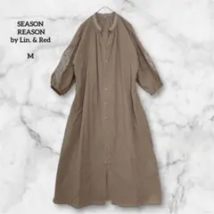 SEASON REASON 刺繍ワンピース スキッパー ポケット付き ベージュ