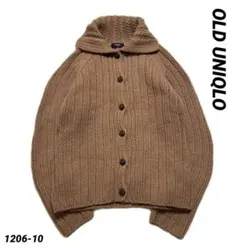 OLD UNIQLO ユニクロ　ケーブルニットカーディガン　M キャメル　茶色