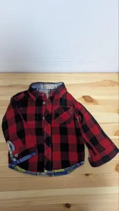 赤と黒のチェック フランネルシャツ