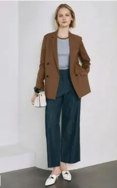 【接触冷感・UVケア・撥水・洗える】ダブルブレスト テーラードジャケット